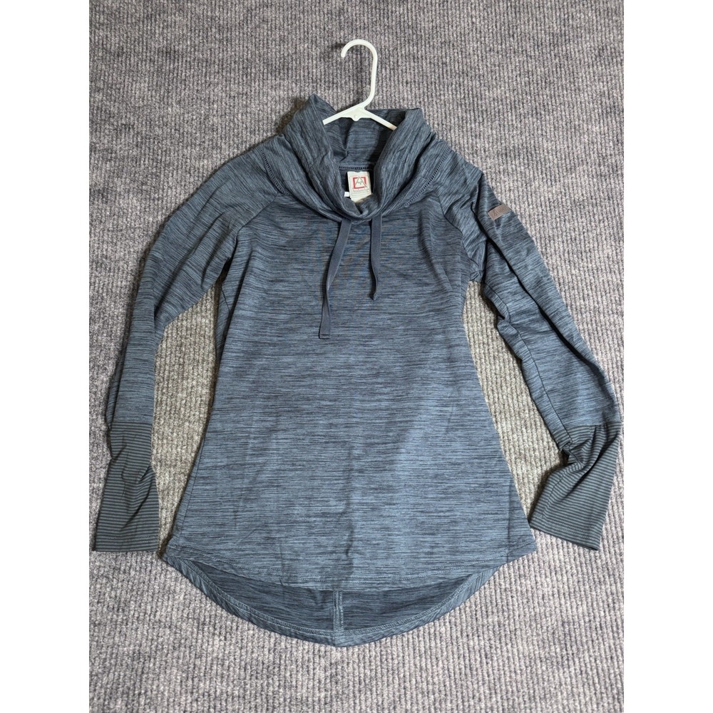 Avalanche Cowl Neck Pullover Blue Gray Striated L‎ Women's Long Sleeve